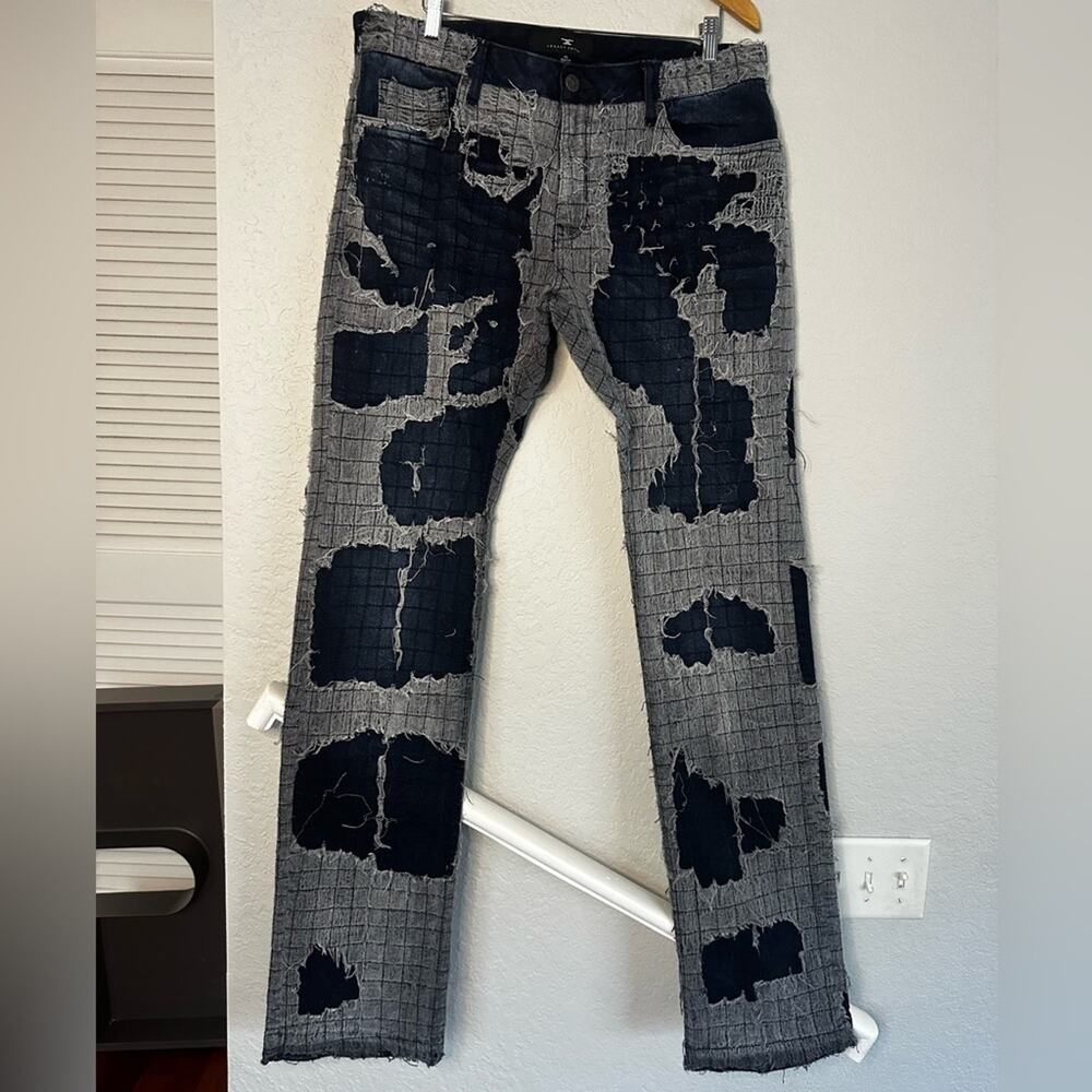 NEW Jordan Craig Martin Stacked Jeans Blue Gray Web Streetwear Grunge Distressed